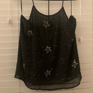 Free People black embroidered tank